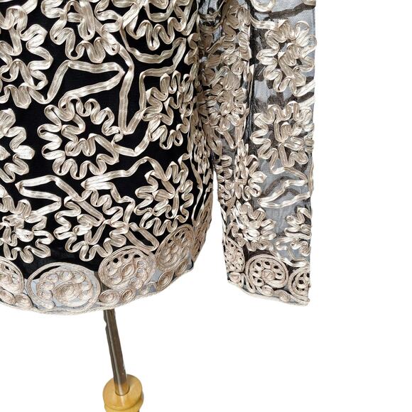 Damee Inc Black Mesh Soutache Zip Jacket & Matching Tank Top Twinset Sz L - Picture 12 of 16